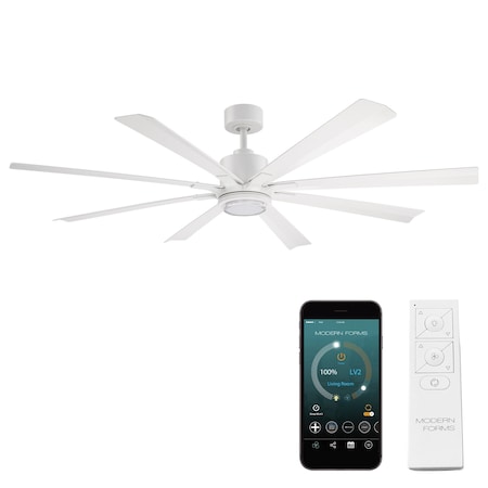 Modern Forms Fans Size Matters Indoor or Outdoor Smart Ceiling Fan 2700-3000-4000-5000K LED in Matte White FR-W2403-65L-MW